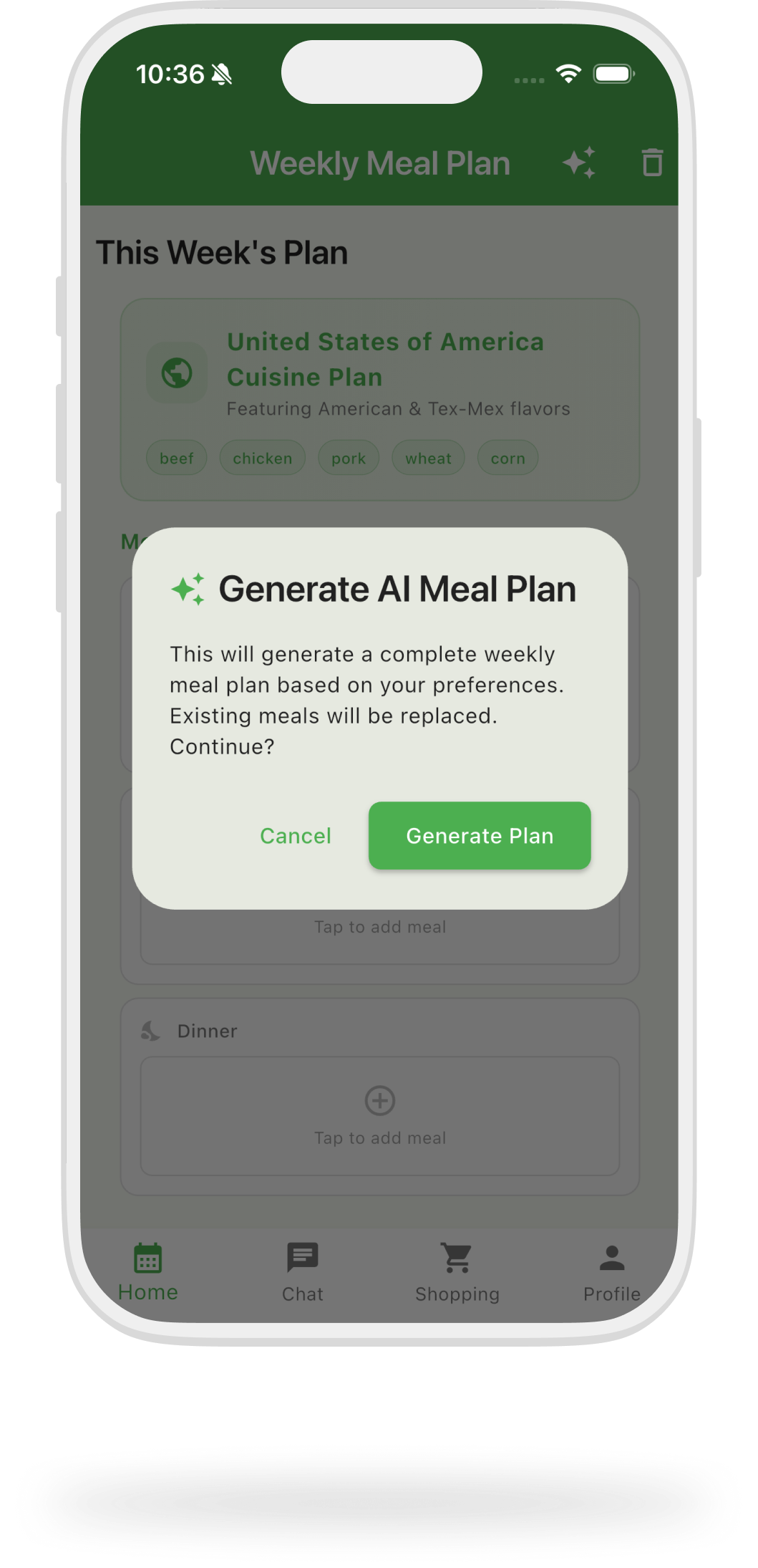 AI Generates Your Plan interface screenshot