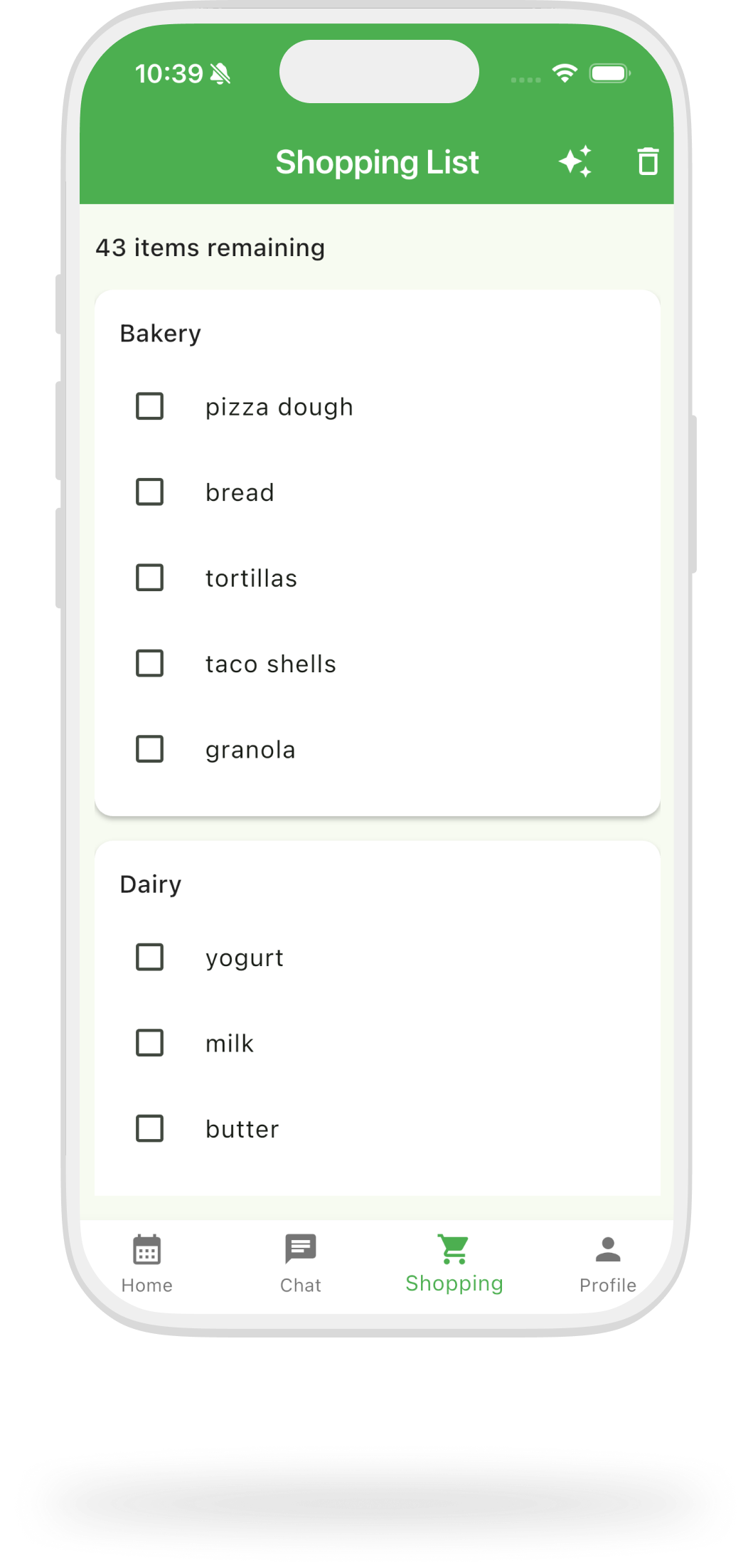 Get Smart Grocery Lists interface screenshot